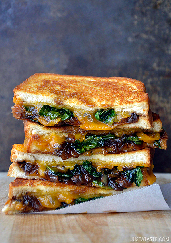 #pinmakeeat 6 | Squirrelly Minds - Grilled Cheese with Caramelized Balsamic Onions from Just a Taste