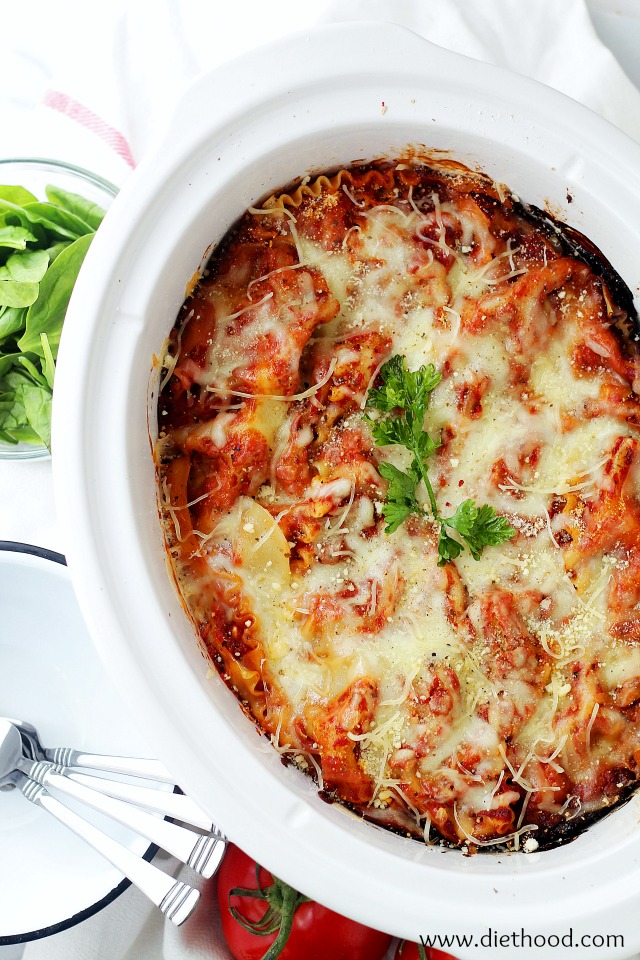 #pinmakeeat 9 | Squirrelly Minds - Spinach and Feta Crock Pot Lasagna from Diet Hood