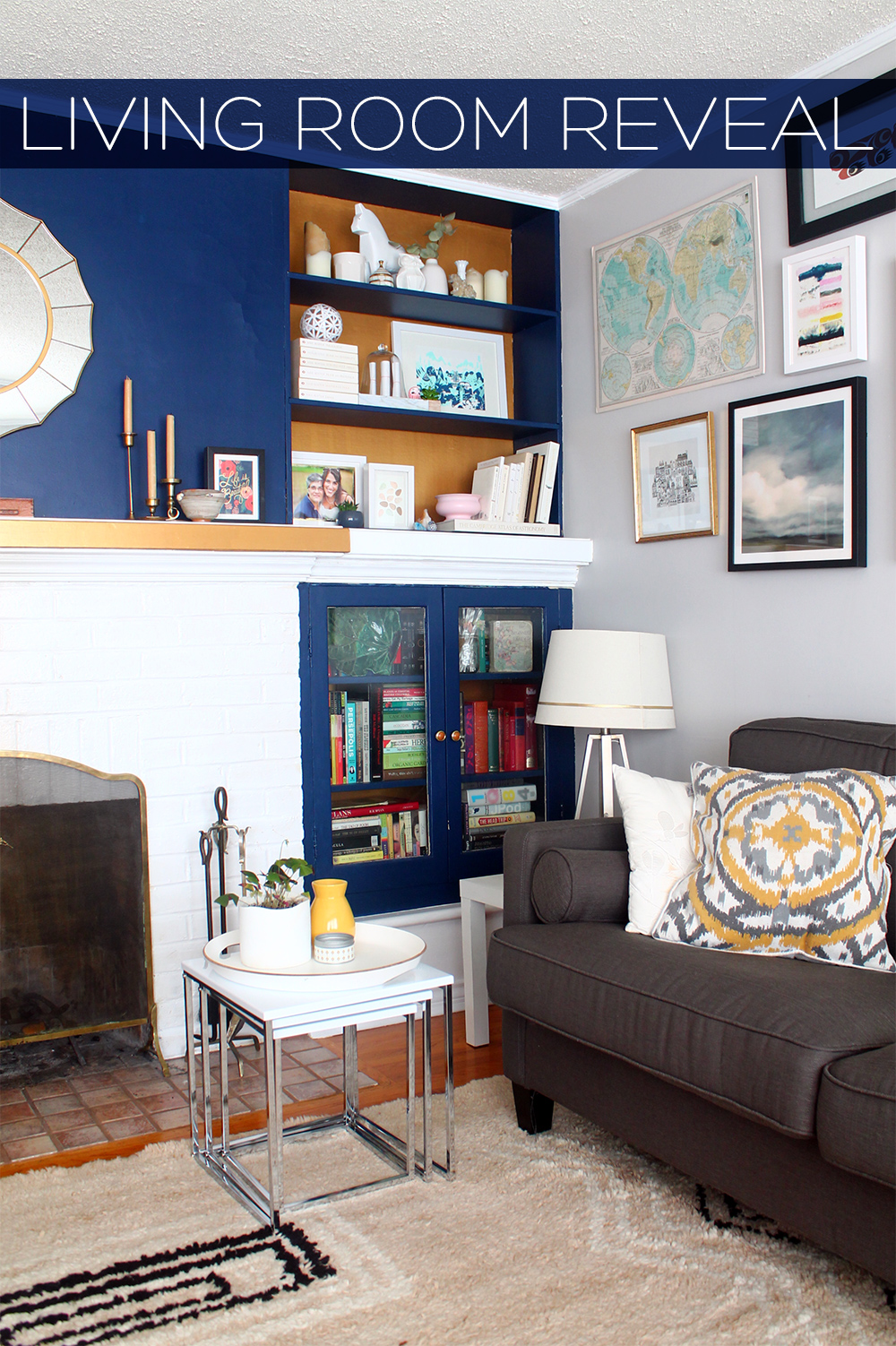 Navy and Gold Living Room Tour | Squirrelly Minds