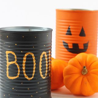 DIY/Holiday | DIY Halloween Tin Can Candleholders