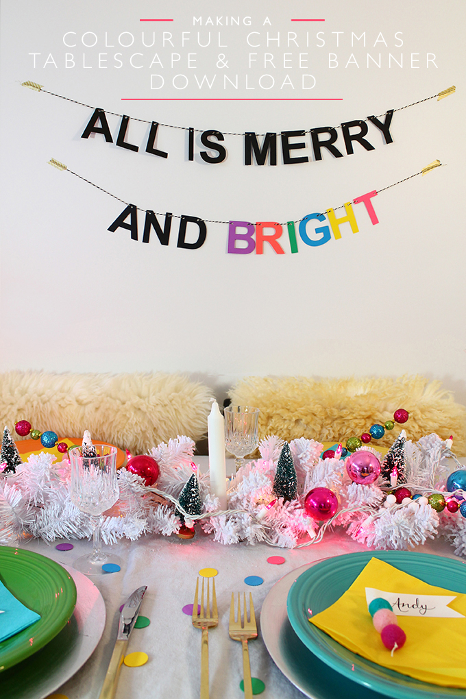 Colourful Christmas Tablescape and Free Banner Download | Squirrelly Minds