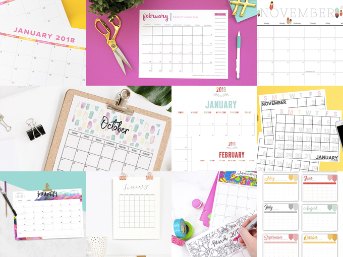 40+ Free Printable 2018 Calendars | Squirrelly Minds