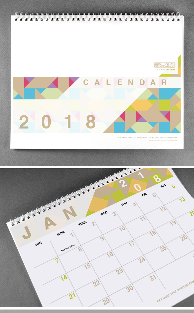 40+ Free Printable 2018 Calendars | Squirrelly Minds - Photo by Botanical Paperworks