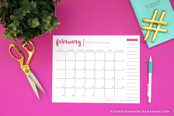 40+ Free Printable 2018 Calendars | Squirrelly Minds - Photo by Elegance and Enchantment