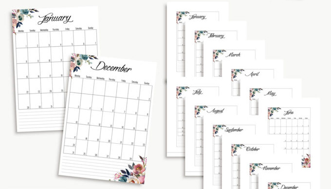 40+ Free Printable 2018 Calendars | Squirrelly Minds - Photo by Hanna Nilsson Design