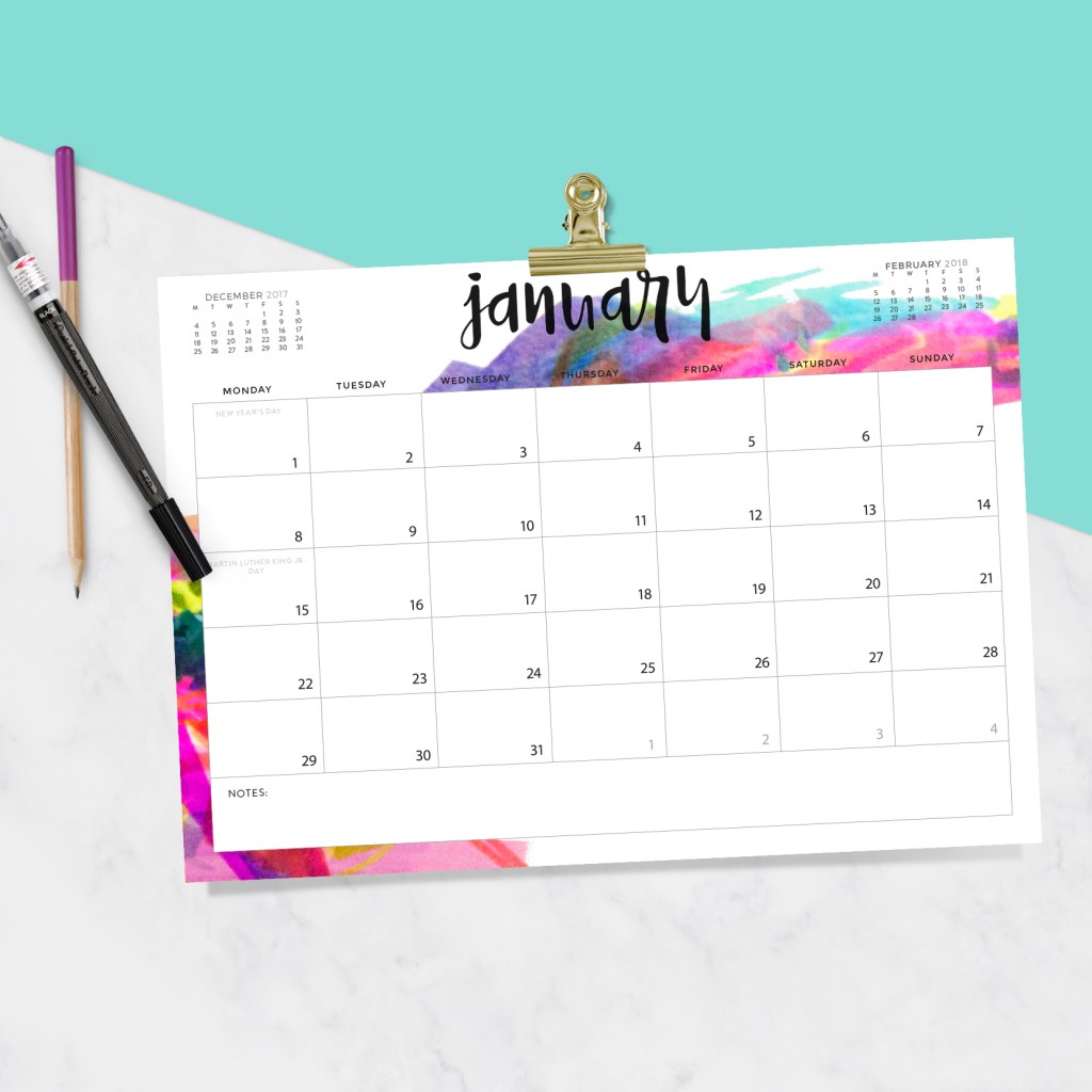 40+ Free Printable 2018 Calendars | Squirrelly Minds - Photo by Oh So Lovely Blog