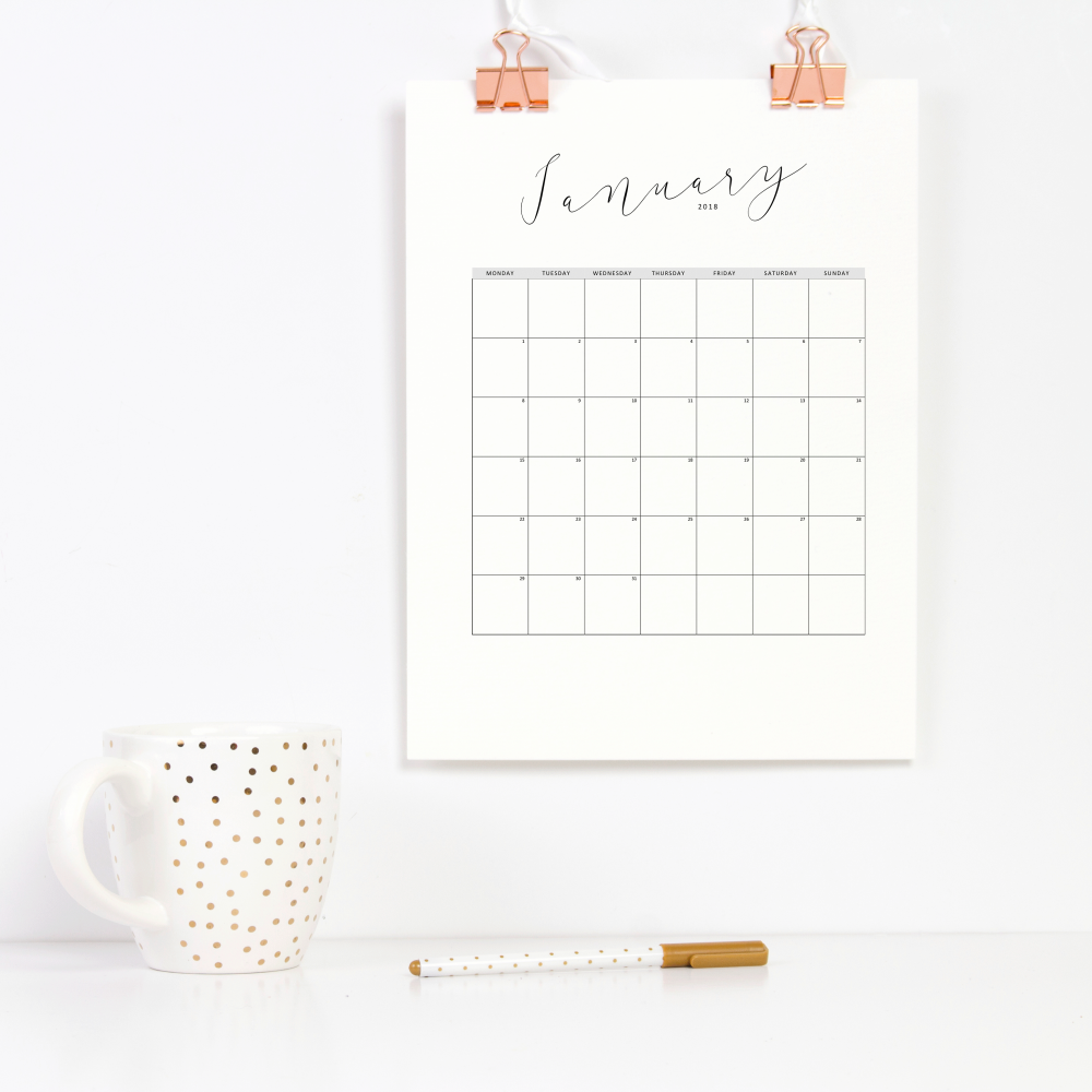 40+ Free Printable 2018 Calendars | Squirrelly Minds - Photo by Paper Scribbles Co