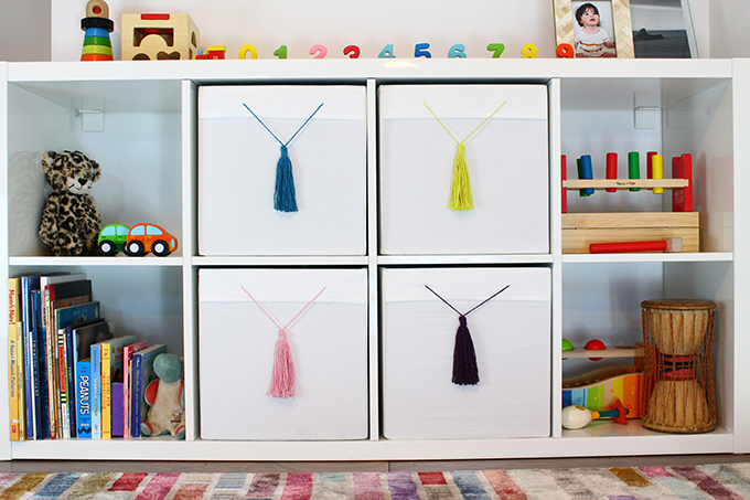 IKEA Hack - Drona Boxes with Tassels | Squirrelly Minds