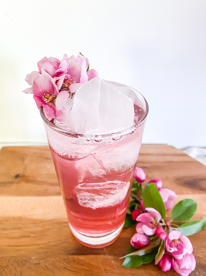 Harvest crabapple blossoms to make this simple syrup to sweeten your drinks with